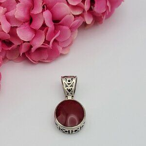 Vintage Silpada Sterling Silver Filigree Red Carnelian Oval Pendant 1.25"